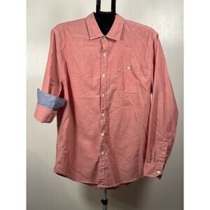 MICHAEL BRANDON Men's Long Sleeve Button Up Red Woven Shirt - Size L